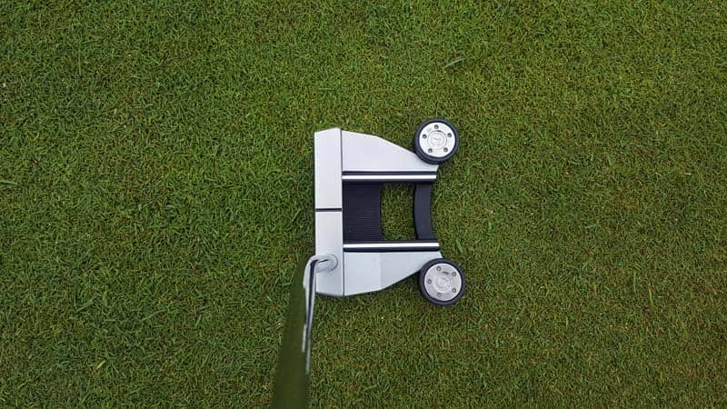 The back weights on the Futura T6M provide stability and increase MOI.