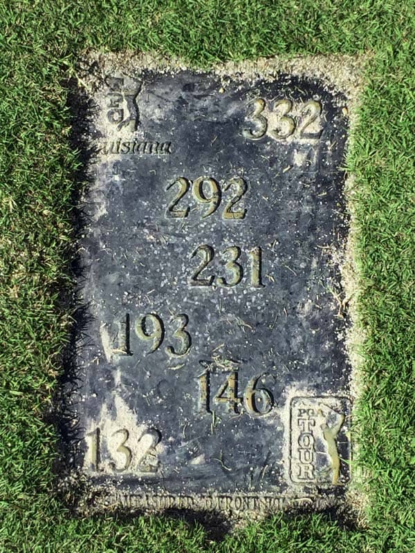 Yardage marker at TPC Louisiana.