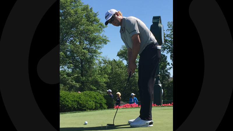 Titleist FPL player Patton Kizzire on the practice surface at the Memorial.