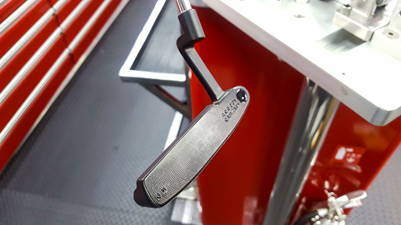 Getting a quick tune-up in the Titleist Tour Support Vehicle.
