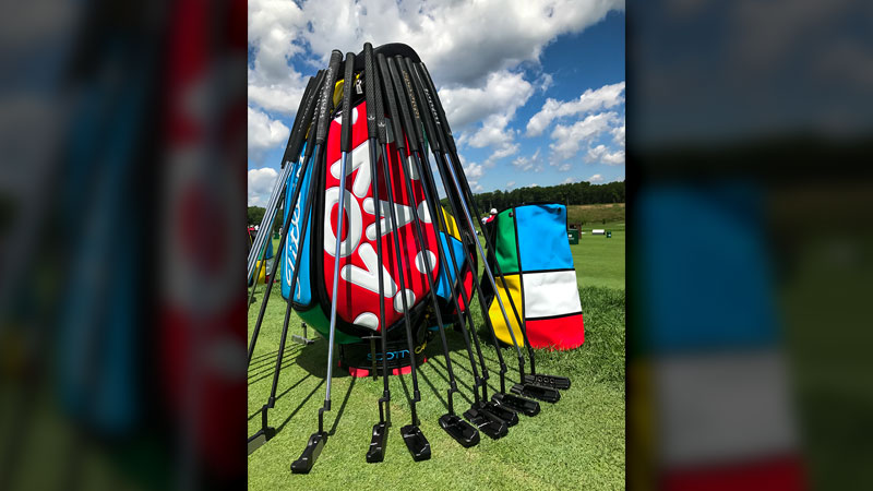 Our staff bag on the practice surface.