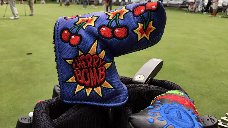 A classic Custom Shop Cherry Bomb headcover on Tour.