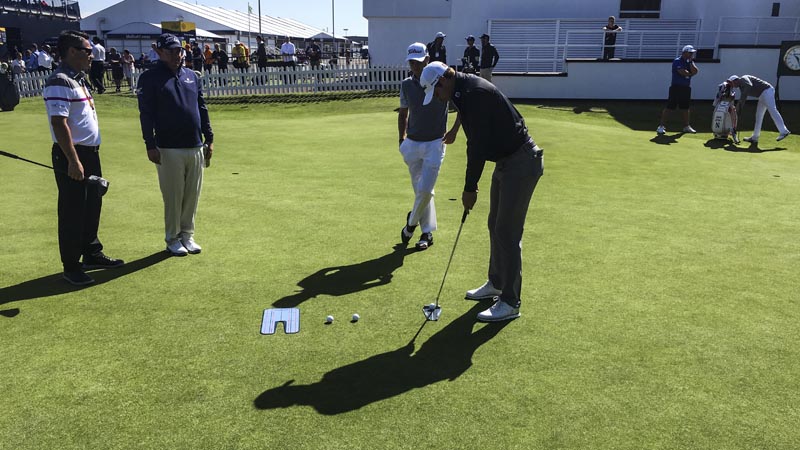 Titleist FPL player Peter Uihlein on the practice green.