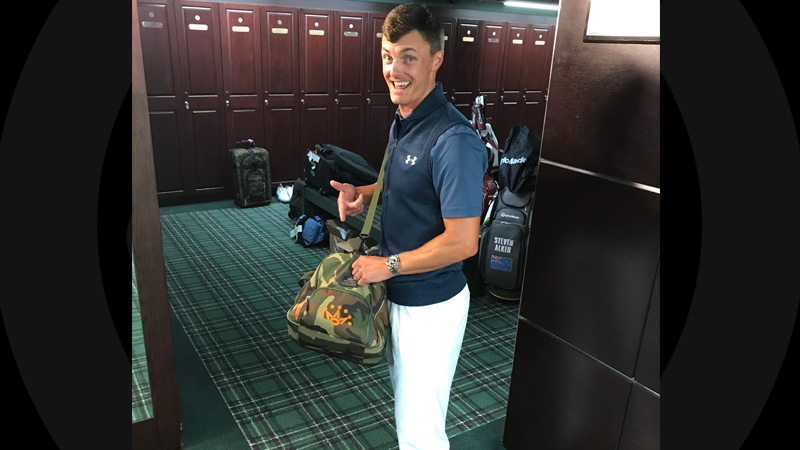 Titleist FPL player Blayne Barber has his Club Cameron duffle bag.