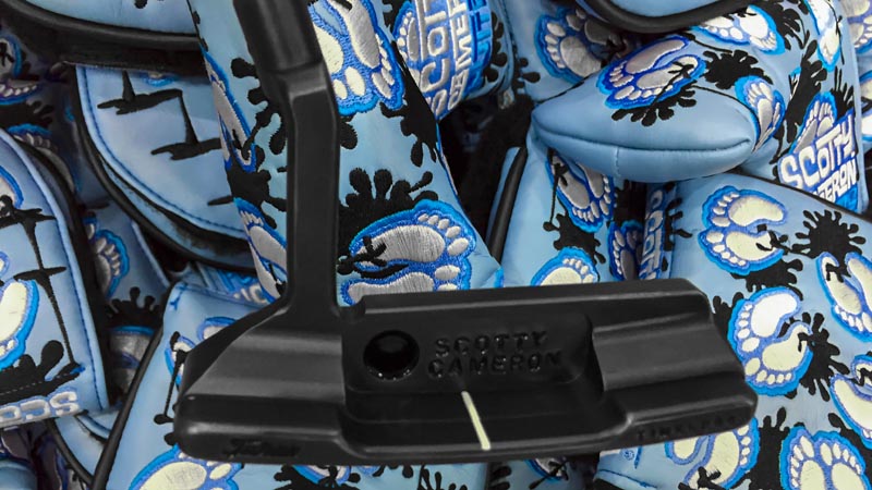 Tour Black Newport 2 Timeless meets Tar Heel blue Circle T headcovers.