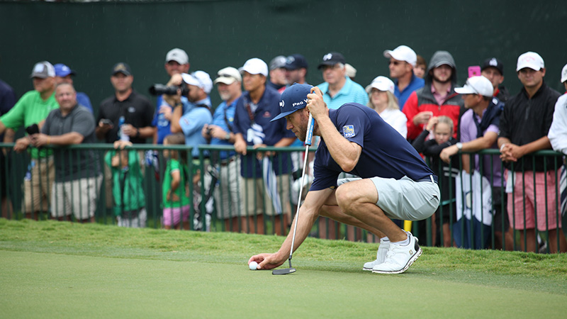 Graham DeLaet on the practice green.