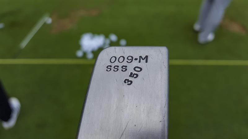 Hand stamping on the sole near the toe.