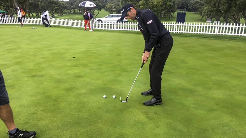Grégory Bourdy on the practice green.