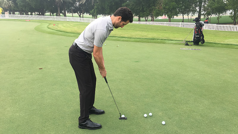 Gregory Bourdy on the putting green with his Super Rat.