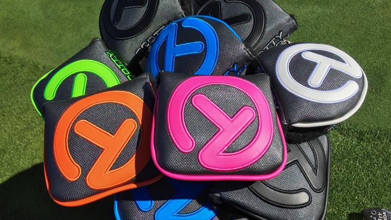 Pop color Circle T headcovers on Tour.