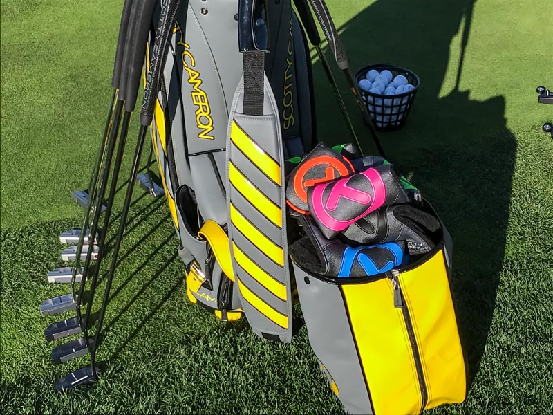 Scotty brings the color with his Circle T headcovers.