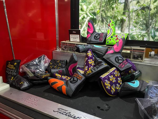 All sorts of fun headcovers in the TTSV, including new Custom Shop Cash is King offerings in Bling Purple.