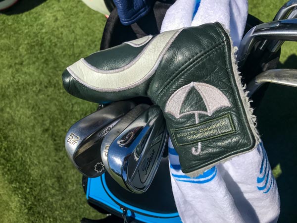 Jordan's well-gamed Augusta-themed Circle T headcover.