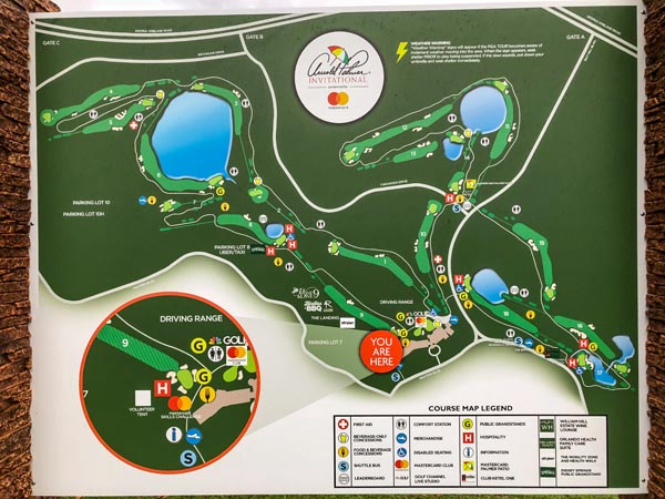 Bay Hill Championship Course yardage 7,381 covering 270 acres along the shores of the Butler Lakes.