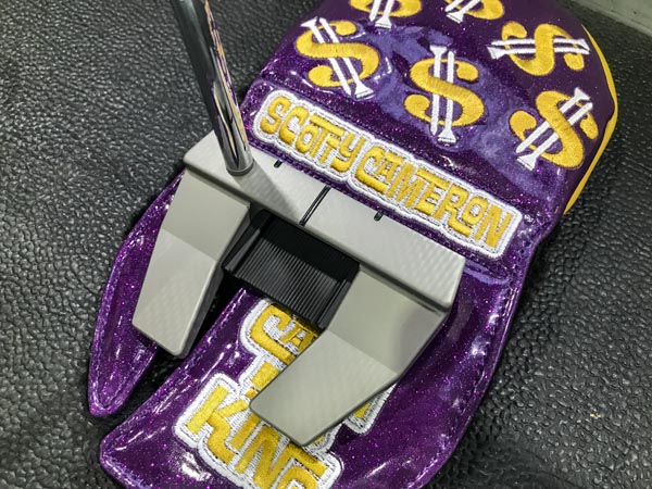 Our Custom Shop Cash is King headcover in Bling Purple protecting a Futura T5W prototype.