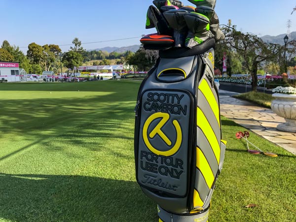 Our staff bag with all the goods on the Japan Golf Tour.