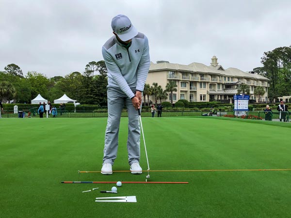 Titleist FPL player, Blayne Barber, working on his putting this week at the RBC Heritage.