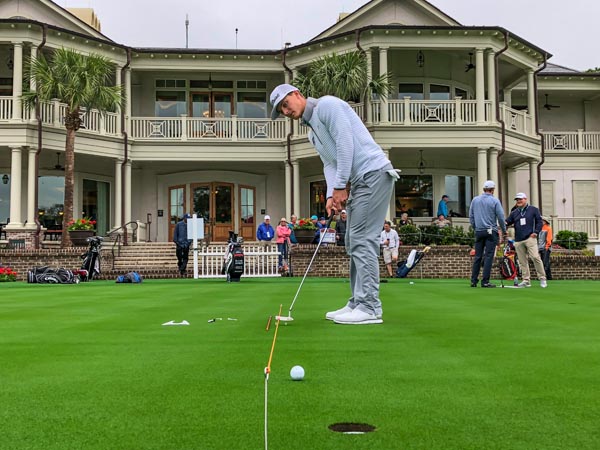 Titleist FPL player, Blayne Barber, working on his putting this week at the RBC Heritage.