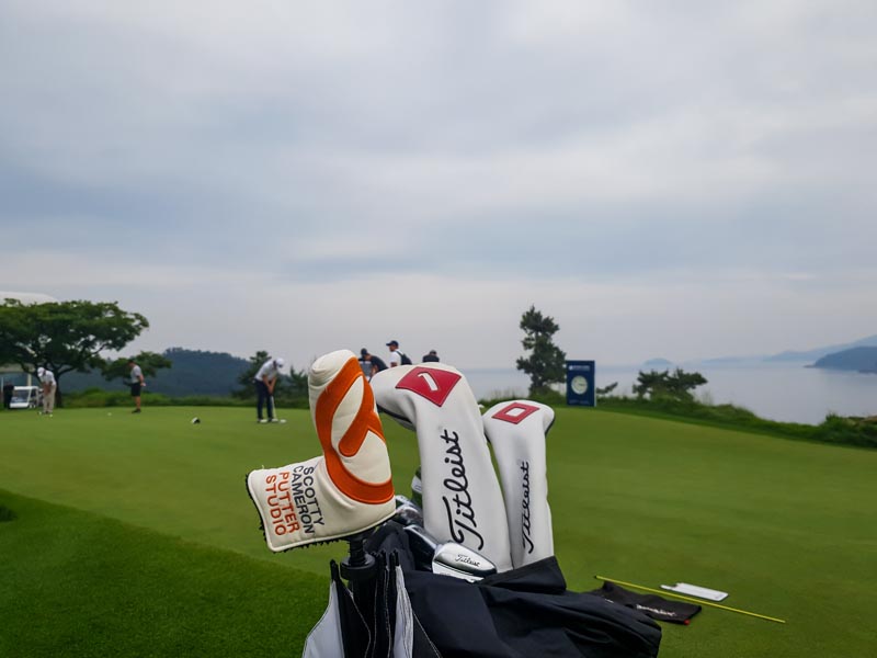 Industrial Circle T with a couple Titleist leather headcovers.