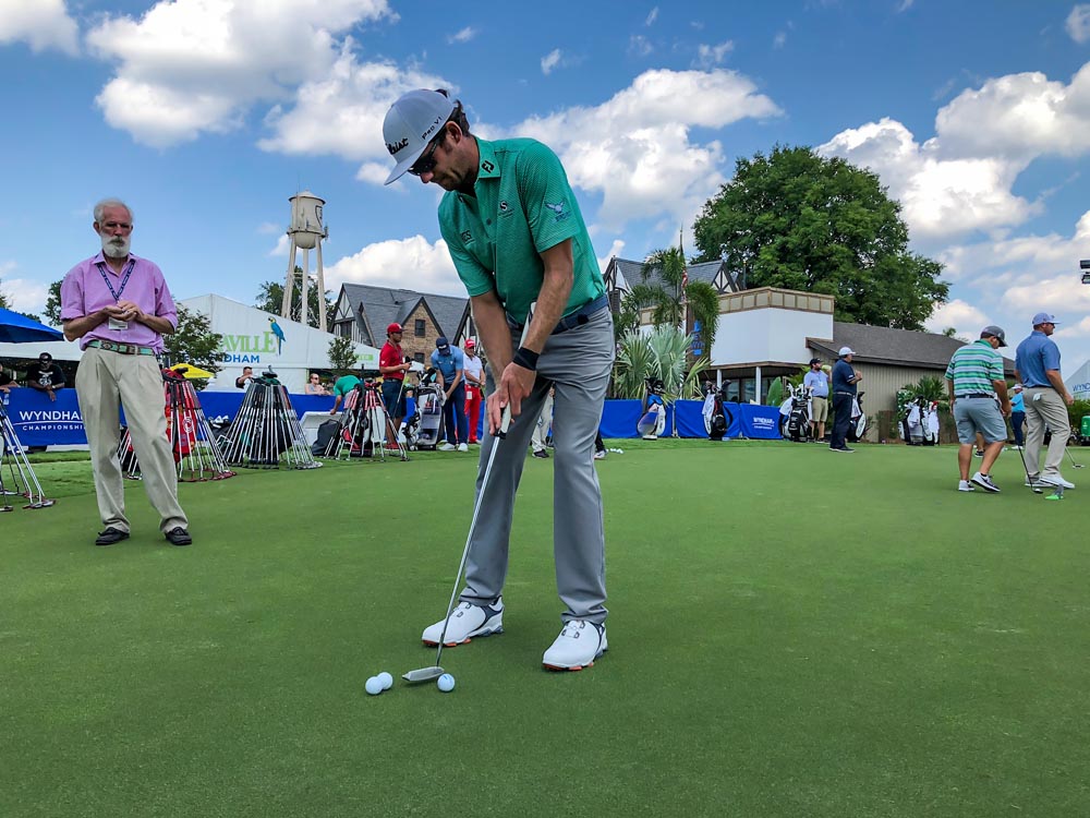 Titleist Brand Ambassador Lanto Griffin working with his custom Scotty Cameron forearm lock putter.