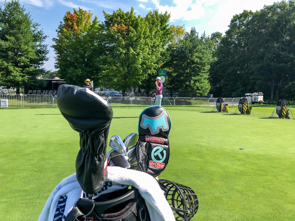 On the practice surface at the Dell Technologies Championship.