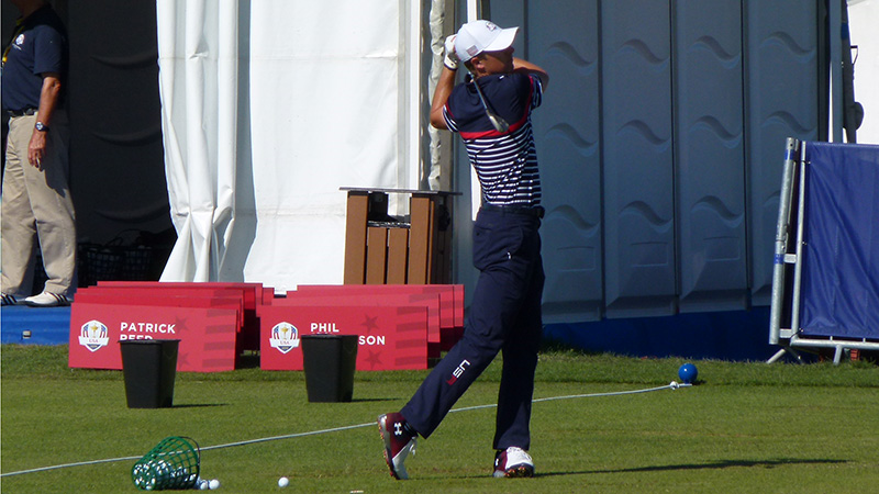 Jordan Spieth on the range in France.
