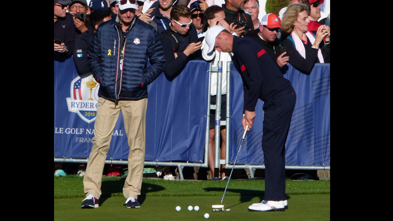 Justin Thomas, drilling in preparation for the 2018 Ryder Cup.