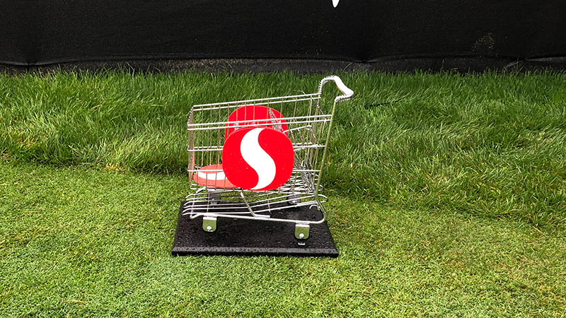Shopping cart tee box markers.