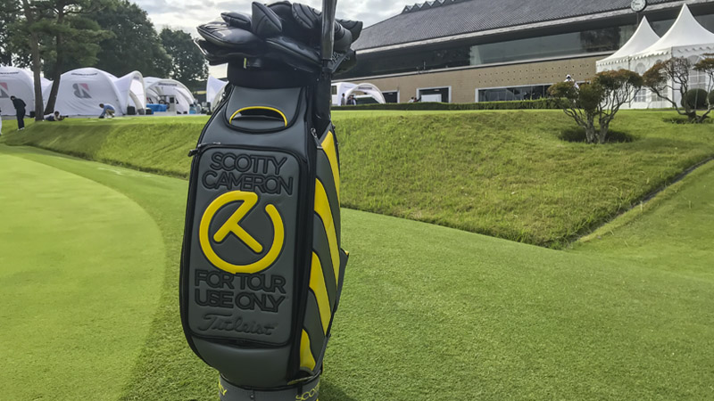 Our Caution Stripe staff bag at the Bridgestone Open.