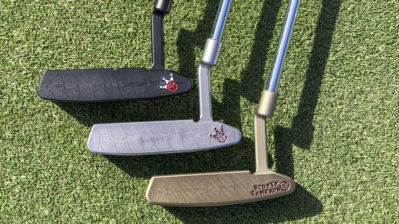 Two Timeless 2 SSS putters and a Newport 2 Timeless in Chromatic Bronze.