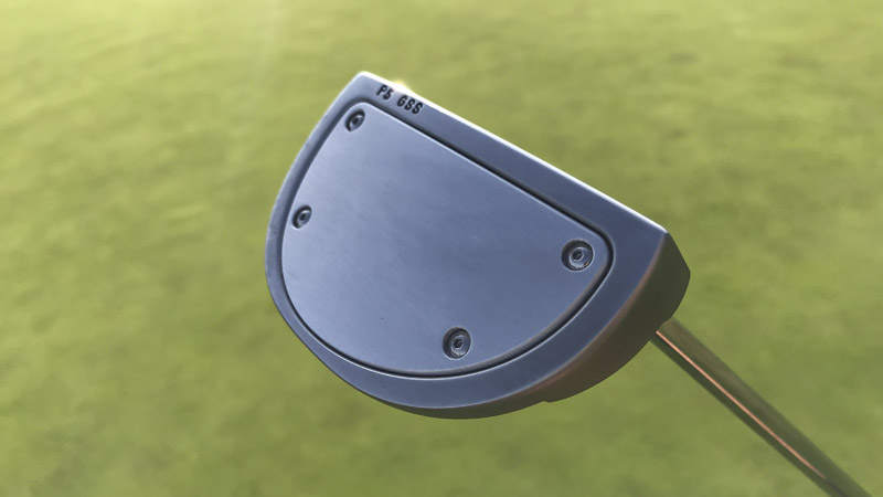 The aluminum sole plate of a P5 GSS Tour putter.