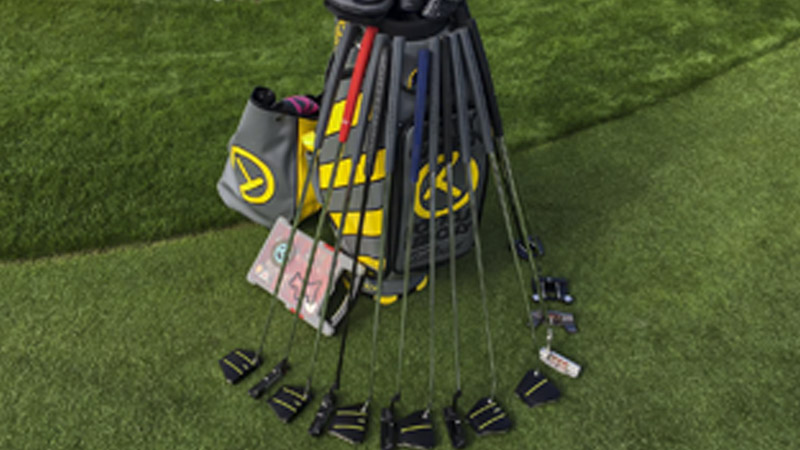Our Tour staff bag on the practice green.