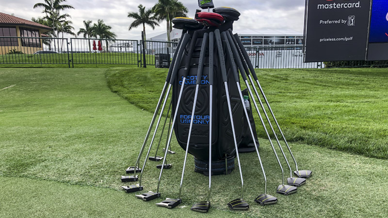 Our Scotty Cameron staff bag filled with Tour putters at The Honda Classic.