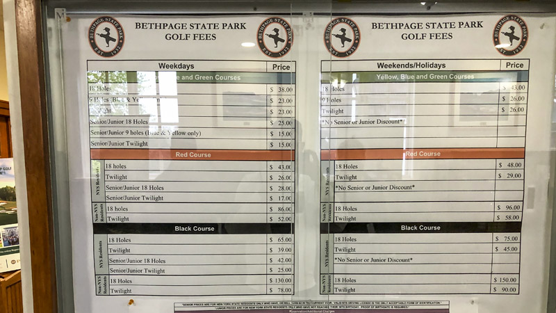 Local green fees at Bethpage.