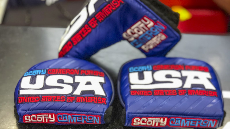 Scotty Cameron's USA-themed Circle T headcover given to loyal putter players this week at Pebble Beach.