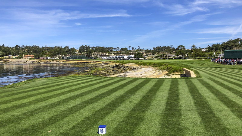 The iconic 18th hole at Pebble Beach Golf Links.