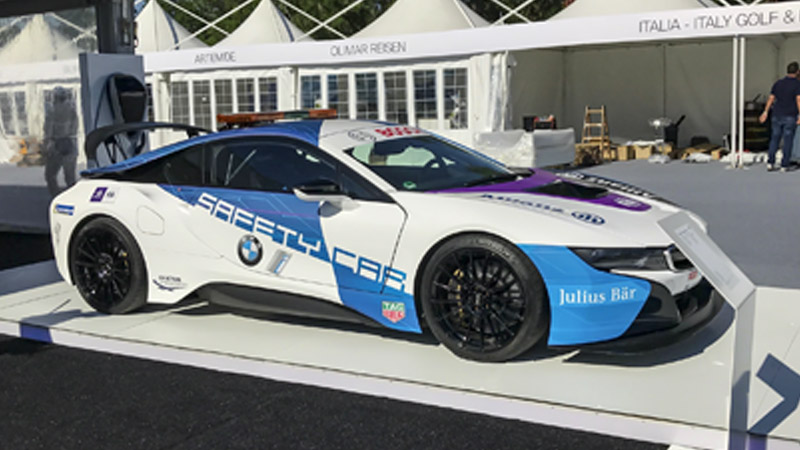 Modified BMW i8 Roadster used a Formula E safety car.