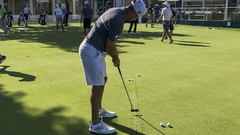 Titleist Brand Ambassador Louis de Jager on the practice green.