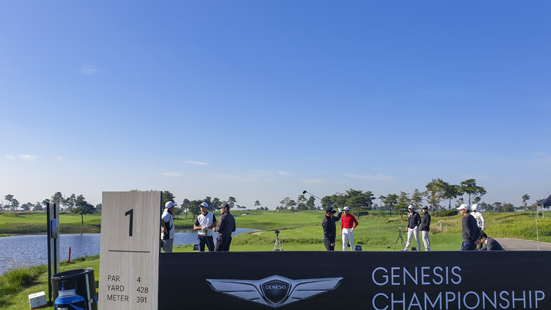 Welcome to hole 1 at the Genesis Championship.