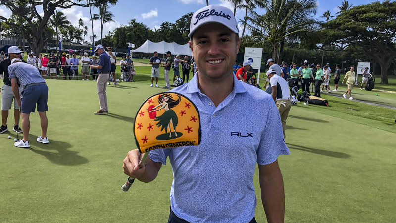Justin Thomas with new Hawaiian headcover