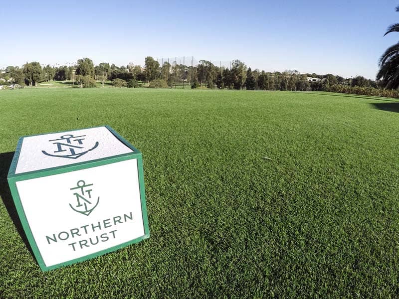 Tee box marker at the 2016 Northern Trust Open.