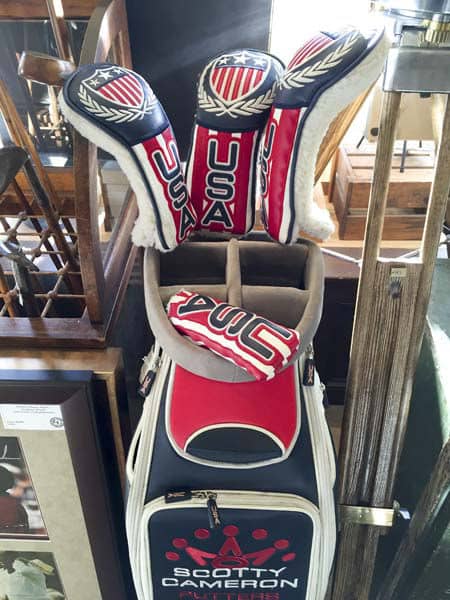 Check out this Scotty Cameron staff bag with matching headcovers designed as an homage to the 2012 US Ryder Cup Team.