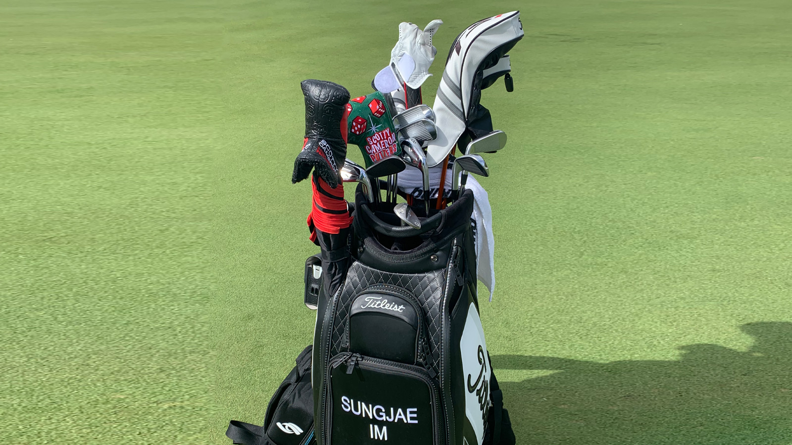 Sungjae Im with a couple of Cameron headcovers in the bag