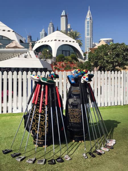 Our Scotty Cameron staff bags displaying the goods.
