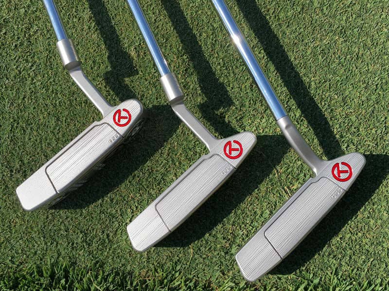New Scotty Cameron 2016 Select Tour putters on display at the Abu Dhabi Golf Championship.