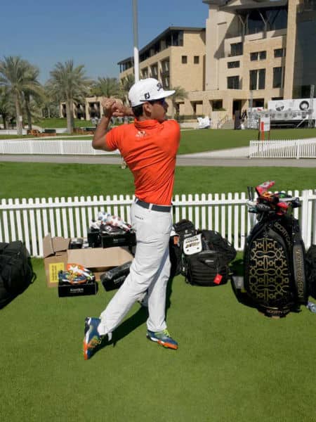 Giving some new FootJoy FreeStyles the swing test.