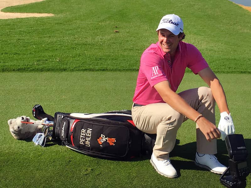 Titleist Brand Ambassador Peter Uihlein takes a seat during a photo shoot.