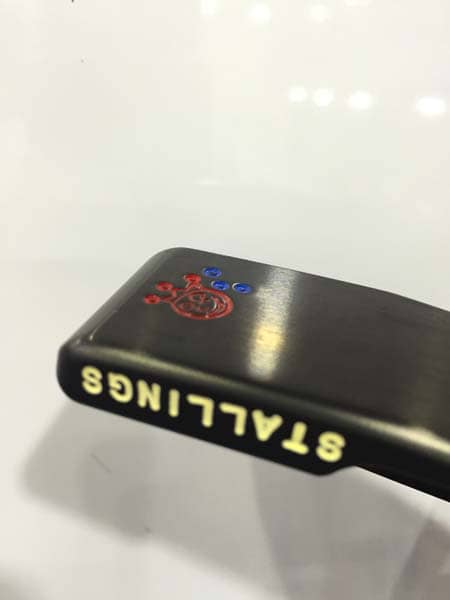 Cool Jackpot Johnny Custom Shop stamp on the sole of Scott Stallings' gamer.