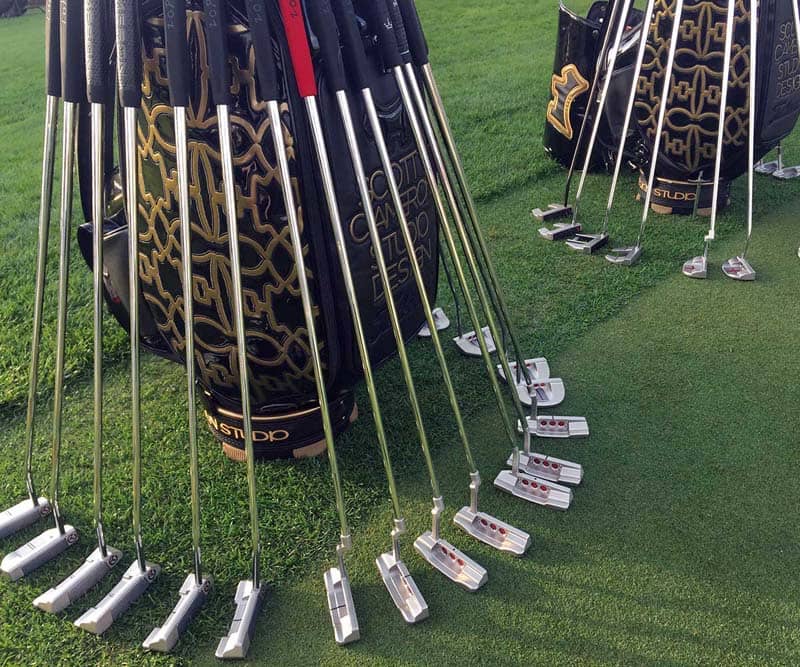 Our Scotty Cameron staff bag on the practice green at Bay Hill.