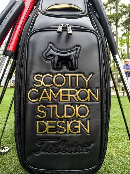 Our Scotty Cameron staff bag on the practice green at the GC of Houston.